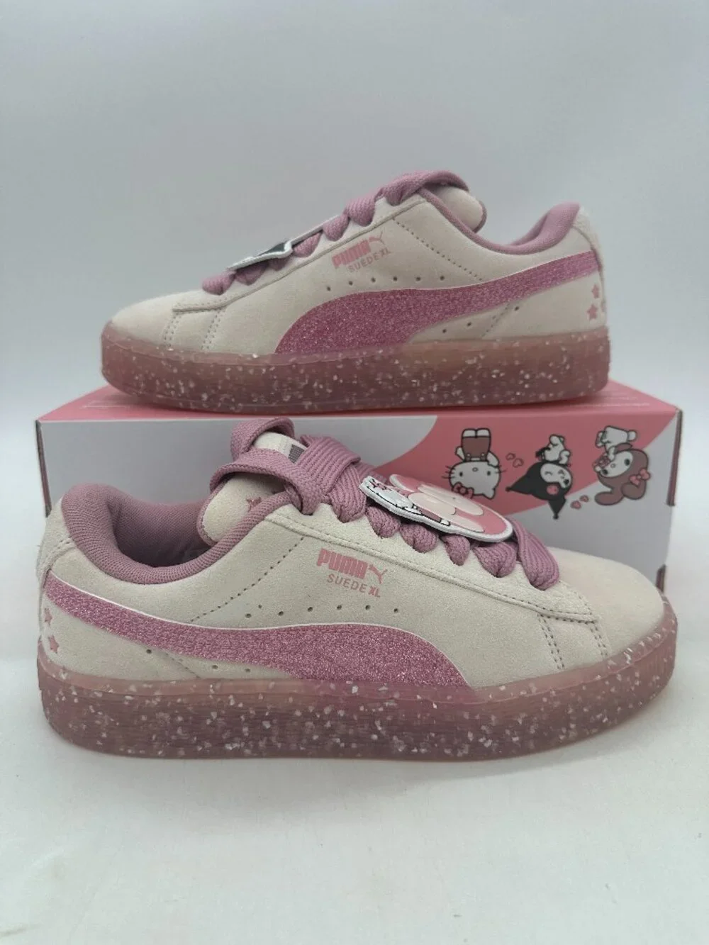 Puma Suede XL X Hello Kitty Women's size 7 Youth size 5.5 Pink Shoes 403392 01 - Picture 1 of 6